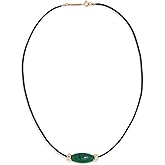 Zoe Chicco Women's 14k Gold Malachite On Leather Cord Necklace, 14k Yellow Gold/Malachite, One Size