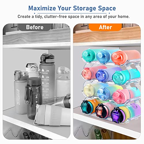 Water Bottle Organizer, 4 Packs Plastic Stackable Water Bottle Holder