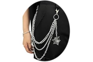 QFSH Trousers Chain Hip Hop Jeans Chain Multilayers Punk Spider Web Pocket Belt Chain for Men Women Biker keys Chain Wallet Chain