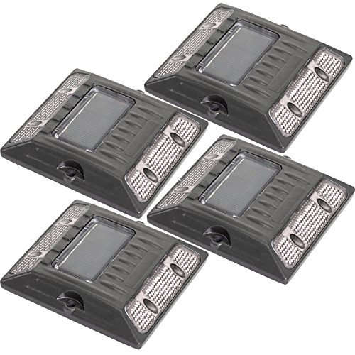 White Commercial Grade Aluminum Alloy Solar Road Stud Path Deck Dock LED Light (4 Pack)