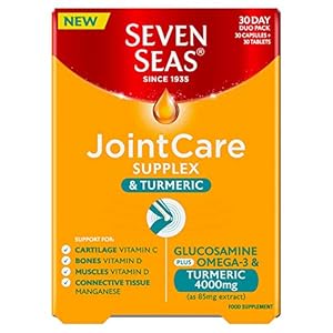 Seven Seas Joint Care Supplex and Turmeric with Glucosamine, Omega-3 Vitamin and D Manganese, Supplements for Joints, 60 Tablets, 30 Days Supply