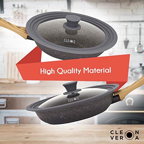 Cleverona Clever Lid - Universal Pan Lid - Large fits 9.5/10/11 inch pans - Dark Grey - Thumbnail 6