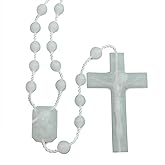 RosaryMart Catholic Rosary Beads for Prayer – Glow in the dark Plastic Rosary Necklace with Crucifix, Durable Nylon Cord, Made in Italy, Devotional Prayer Beads for Women and Men – Pack of 25