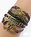 Ac Union Handmade Adjustable Leather Bracelet, with Sister Metal Charm Friendship Gift for Women Gril