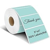 iEager 3" x 2" Thermal Labels, Rectangle Thermal Printer Stickers, Self-Adhesive Durable Sticker with Perforation Line, 500 Labels/Roll, Green