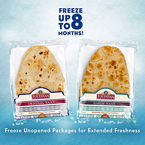 Toufayan Bakery, Garlic Naan Bread Flatbread, Traditional East Indian