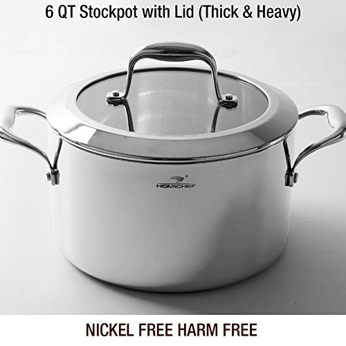 HOMI CHEF 7Piece Mirror Polished Nickel Free Stainless Steel Cookware