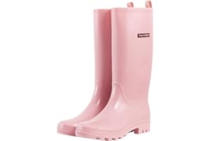 planone Tall Rain Boots Women Fashion Waterproof Boots for Women Light Outdoor Garden Shoes Muck Boots for Ladies Non Slip Work Shoes Rubber Boots with Premium Comfort Insole