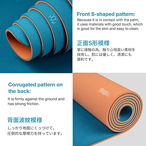 Gruper Yoga Mat Non Slip,TPE 6MM 8MM Thick Exercise Mat with Carrying