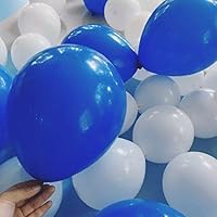 100 PCS White& Royal blue Balloons 12 Inches Latex Round Balloons for Wedding Party Birthday Decorations Kids Toys