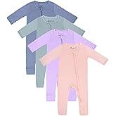 Jimonda Baby Footless Pajamas,Two Zip Closure Long Sleeve Romper,Infant Clothes Pjs 4 Pcs