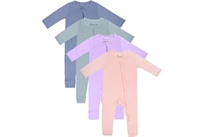 Jimonda Baby Footless Pajamas,Two Zip Closure Long Sleeve Romper,Infant Clothes Pjs 4 Pcs