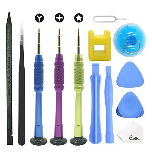 EMiEN Repair Tool Kit for iPhone 8/8 Plus/7/7Plus,Phillips,Pentalobe,Tri Tip Screwdriver Kit with Opening Pry Tool Kit,Anti-Static Tweezers,Spudger for iPhone All Models,iPad,iPod,Apple Watch(13 Pack) - Thumbnail 7