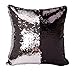 Idea up Reversible Sequins Mermaid Pillow Cases 4040cm with Magic Mermaid Sequin (Black and Silver)