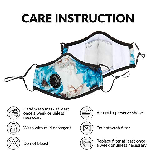 Debrief Me Dust Mask - Anti Pollution Breathable Respirator Mask (1 Mask + 6 Filters) Military Grade N99 Flu Mask Carbon Activated Filtration - Reusable Washable - Comfy Cotton Adjustable (Lotus)