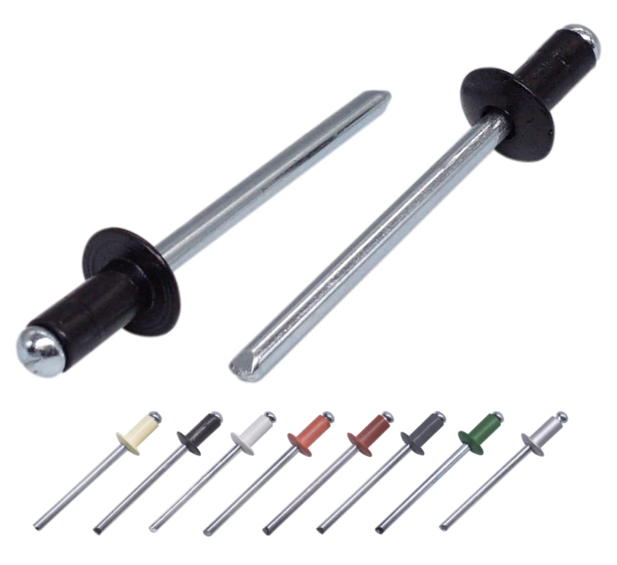 (Pack of 100 pcs) Painted Blind Rivets 4.0 x 8 mm, Dome Head, DIN 7337, Aluminum Rivet and Steel Mandrel, Pop Rivets (100, Jet Black RAL 9005)