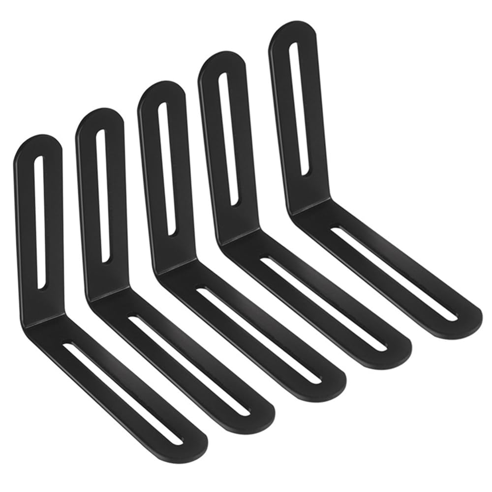 L-Shape Corner Brackets Adjustable, 120x100mm Angled Bracket Corner Brace, Metal Shelf Support, Furniture Fixing Joint (Pack of 5, Black)