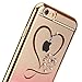 iPhone 6S Case,iPhone 6 Case,ikasus Red Love Heart Glitter Bling Crystal Rhinestone Diamonds Clear Rubber Golden Electroplate Plating Frame TPU Soft Silicone Bumper Case Cover for iPhone 6/6S 4.7