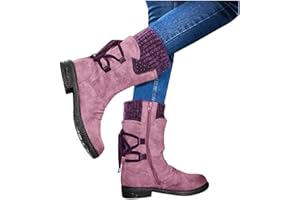 AODONG Cowboy Boots for Women Square Toe Women Knee High Platform Boots Retro Ankle Boots Winter Short Boots