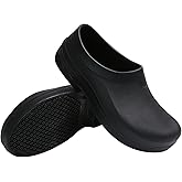 LIPROFE Men's Black Non Slip Work Clogs - Professional Chef, Nurse & Gardener Shoes - Waterproof, Oil Resistant, Comfortable & Breathable - Size 5-11
