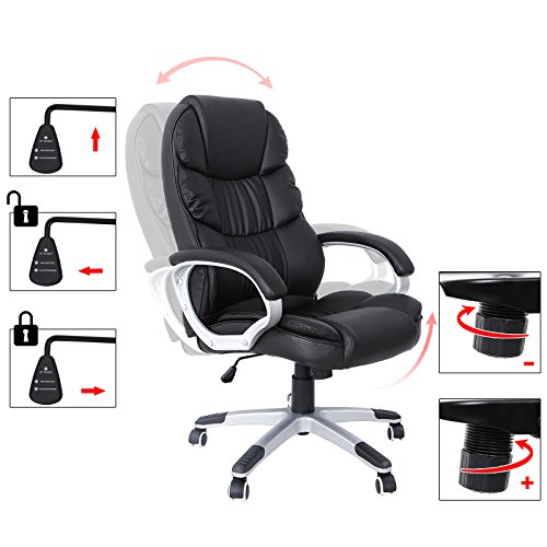 SONGMICS-Sedia-da-Ufficio-Sedia-Girevole-Office-Poltrona-Sedia-Nero-OBG24B