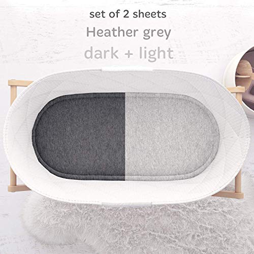 Baby Cradle Sheets Fitted 18x36x2 - Easily Fits on Arms Reach Co Sleeper Cambria, Clear Vue, Mini Ezee, Miclassic Bassinet - 100% Jersey Cotton - Breathable Cradle Bedding - Gender Neutral & Unisex