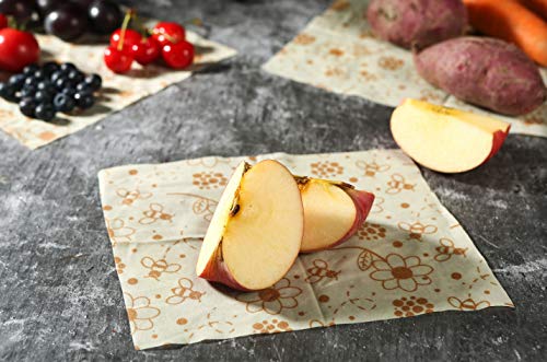 Beeswax Food Wraps Pack of 5, Handmade and Waterproof Reusable Sandwich and Food Wrap Set, Sustainable and Washable Wraps To Keep Food Fresh in 2 Small, 2 Medium, 1 Large Size