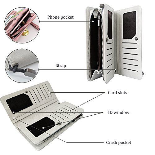 image for FIGROL Women Blocking Soft Leather Wallet,Credit Card Long Wallets Pho