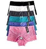 Mamia Sexy Cotton Sheer Lace Hiphugging Boy Short Panties 6pk or 12pk