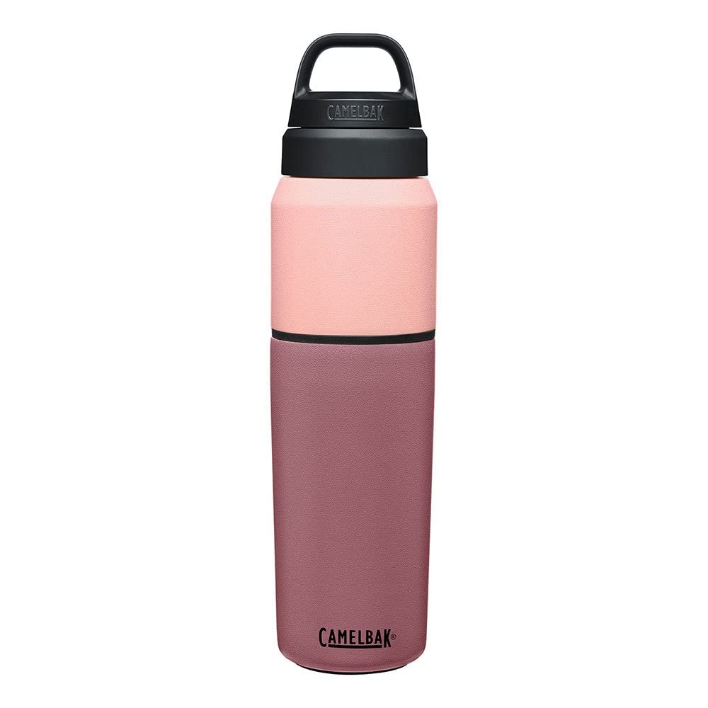CamelBak Products MultiBev Water Bottle & Travel Cup – Vacuum Insulated Stainless Steel – Terracotta Rose/Camellia Pink – 22oz Bottle & 16oz Cup Image