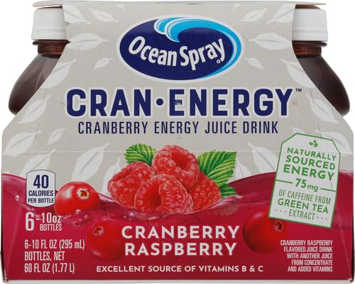 OCEAN SPRAY CRAN-ENERGY, CRANBERRY RASPBERRY ENERGY JUICE DRINK,10 FLUID OUNCE,6 COUNT