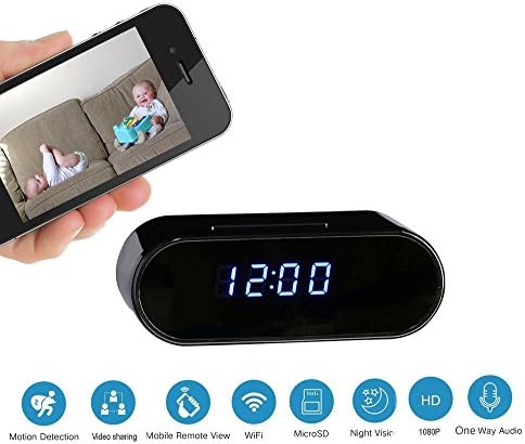 Clock Hidden Camera : Spy Camera - WiFi with Full HD 1080P - Motion Detection Activation Alarm - Night Vision - Home Security - (LATEST UPGRADED VERSION)