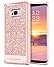 Case Compatible with Galaxy S8 Plus, BENTOBEN Glitter Bling Shockproof Drop Protection [Detachable Hard PC Back] Hybrid PU Leather Soft TPU Edge 2 in 1 Phone Case for Samsung Galaxy S8 Plus Rose Gold