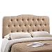 Modway Annabel Tufted Button Linen Fabric Upholstered Queen Headboard in Beige