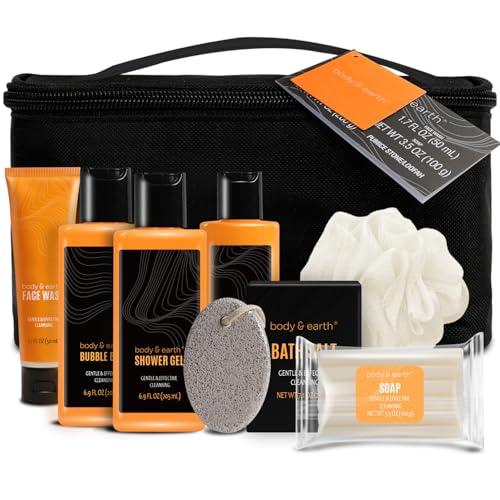 Geschenke für Männer, BODY & EARTH 8 Pcs Zitrusduft Herren Geschenkset mit Duschgel Shampoo Gesichtswäsche Körperpeeling Usw, Geburtstagsgeschenke, Va
