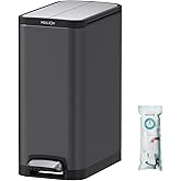 Mbillion Step Trash Can with Liner 35 Liter/9.3 Gallon Butterfly Lid Open Silent Close Rectangular Stainless Steel Step-On Ki