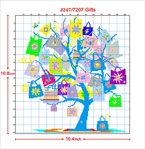 Cross Stitch Stamped Kits Cross Stitch Kits Beginner Adult with Preprinted Patterns, DIY Needlepoint Embroidery Craft Kits - Tree with Gift Patterns for Home Wall Decorations - Thumbnail 5
