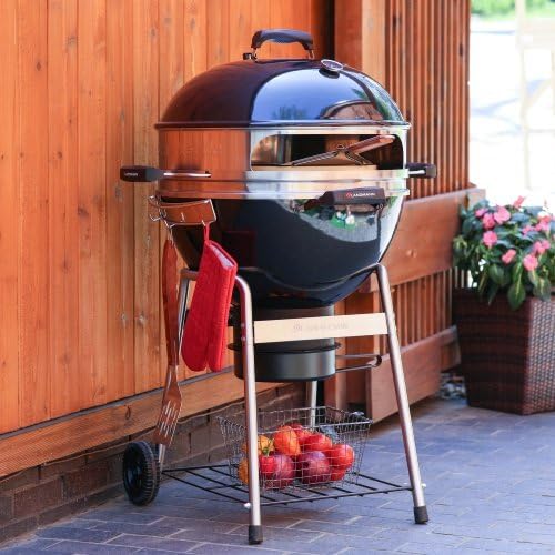 Outdoor Pizza Kettle Charcoal Grill with Removable Ash Pan,Stainless Steel Design with a Black Finish (Convert The Grill Into a Pizza Oven) 31W x 27D x 45.5H in.