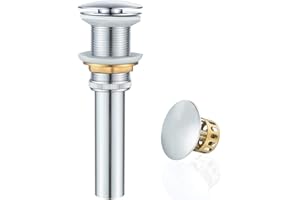 VOTON Bathroom Sink Drain Without Overflow with Strainer Basket Detachable Vessel Sink Lavatory Vanity Pop Up Drain Stopper Polished Chrome
