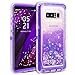 Galaxy Note 8 Case, Dexnor Glitter 3D Bling Sparkle Flowing Quicksand Liquid Bumper Clear 3 in 1 Shockproof TPU Silicone + PC Heavy Duty Protective Defender Cover for Samsung Galaxy Note 8 - Purple
