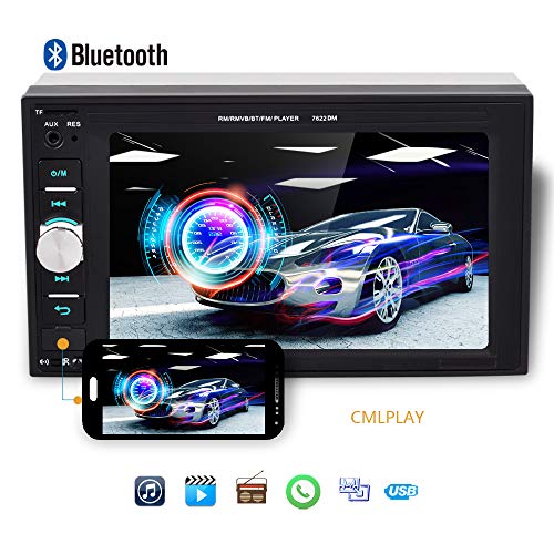 Podofo Double Din Car Stereo with DVR Support Speaker/Bluetooth Car Audio 6.2 Inches Bluetooth Head Unit with Rear View Camera Support TF Card/Mirror Link/USB/FM