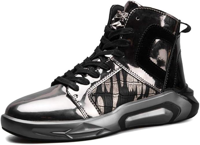 Amazon スター イー ビズネス ヒップホップ シューズ ハイカットスニーカー メンズ ゴールド ブラック Hiphop カジュアル ダンスシューズ スニーカー 滑り止め 旅行 街履き スニーカー