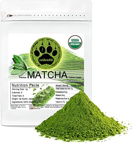 cobcobb 170g (6oz) Uji Matcha Green Tea Powder - USDA Organic - Authentic Japanese Origin Premium Culinary Grade
