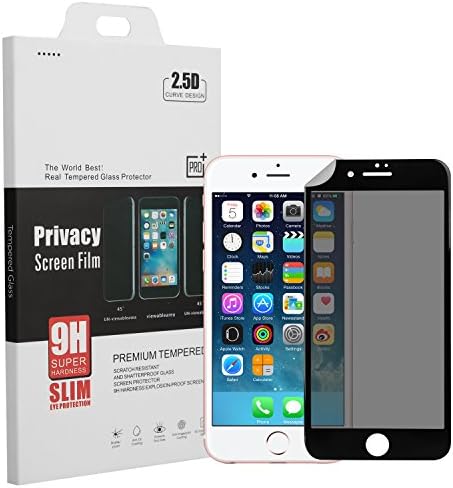 BuySShow Curved iPhone 6 Privacy Screen Protector 4.7 inches Privacy Screen iPhone 6 Privacy Tempered Glass Anti Spy 0.3mm 9H Hardness Full Screen (iPhone 6 Black)