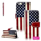 iPhone 6 Case, OMIU(TM) [Vintage American Flag] Premium PU Leather Flip Magnet Wallet Style Stand Cover Case Protector Fit For Apple iPhone 6(4.7), Sent Screen Protector+Stylus+Cleaning Cloth