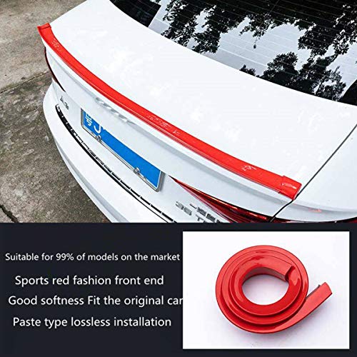 COOL·CAR 4.9ft (150cm) Universal Glossy red Trunk Spoiler Lip Kit Car Rear Spoiler Exterior Rear Spoiler Kit Universal Fits for Most Cars Punch-Free Installation (Bright red )