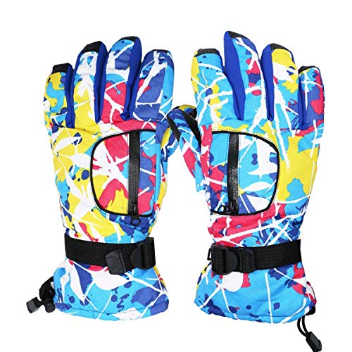 FULAISI Winter Snow Skiing Gloves, Unisex Waterproof Windproof Gloves Thermal Snowboarding Gloves Cold Weather Gloves for Hiking Climbing Skiing Riding Snowmobile