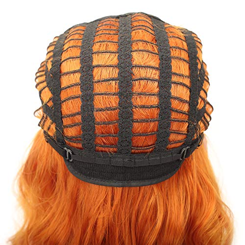 image for VCKOVCKO Ginger Yellow Wigs Natural Wavy Wig With Air Bangs Colorful S