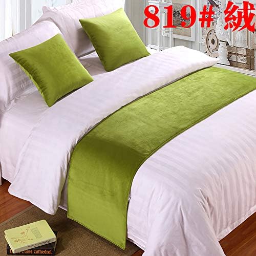 Bed Runner Bed Scarf Hotel Bedding Cloth high-Grade Bed Tails Bed Flag Bed Tail mat Bed Tail Strip Decorative Strips, Light Gray Mustard Green Cashmere, 2m Bed (50x260cm)