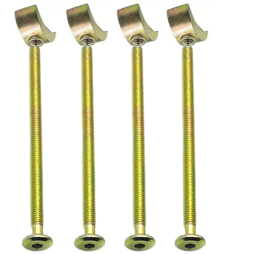 Half Moon M6 Threaded Washers With Furniture Connecting Bolts For Bunk Beds & Baby Cots 100mm (10 Bunk Bed Bolts + 10 Half Moon Nuts)